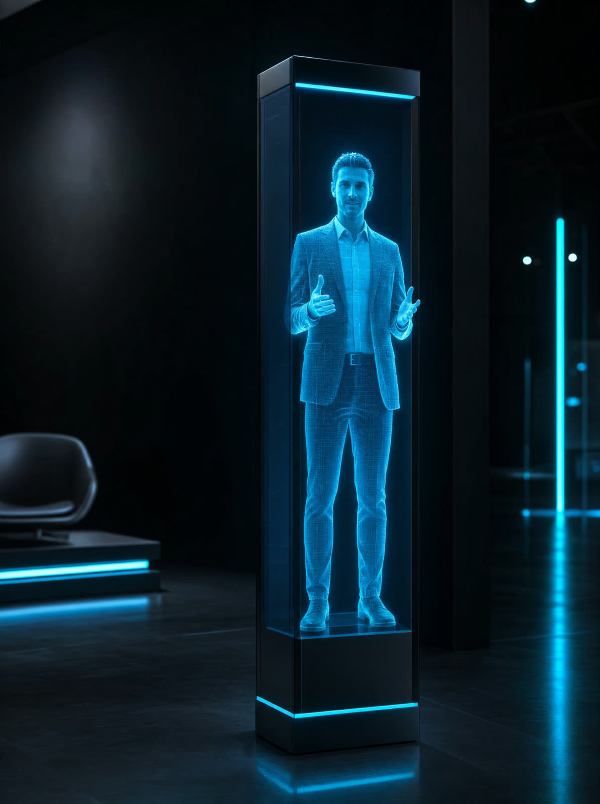 Holo Box mit lebensgroßem Hologramm-Avatar