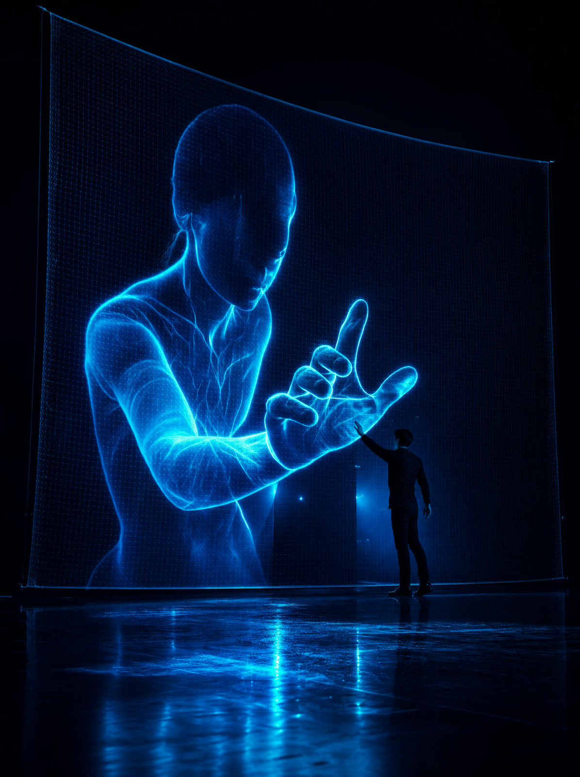 Holo Mesh: Netz-Projektion mit realem Darsteller