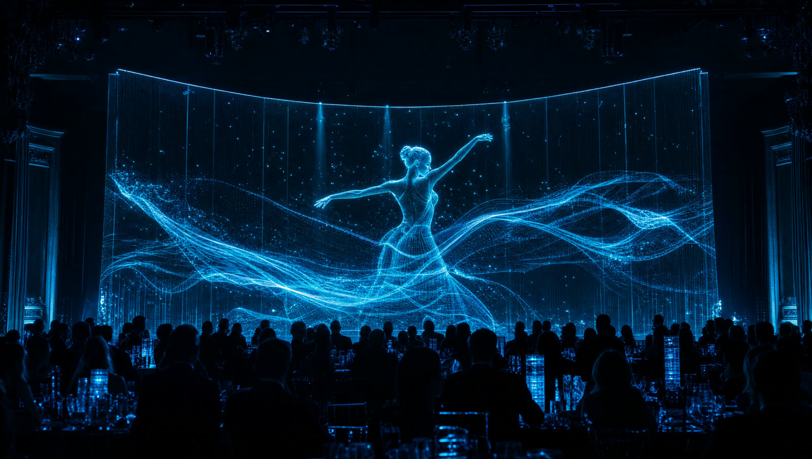 Holo Mesh Bühneninstallation beim Lehrlingsball in Bregenz